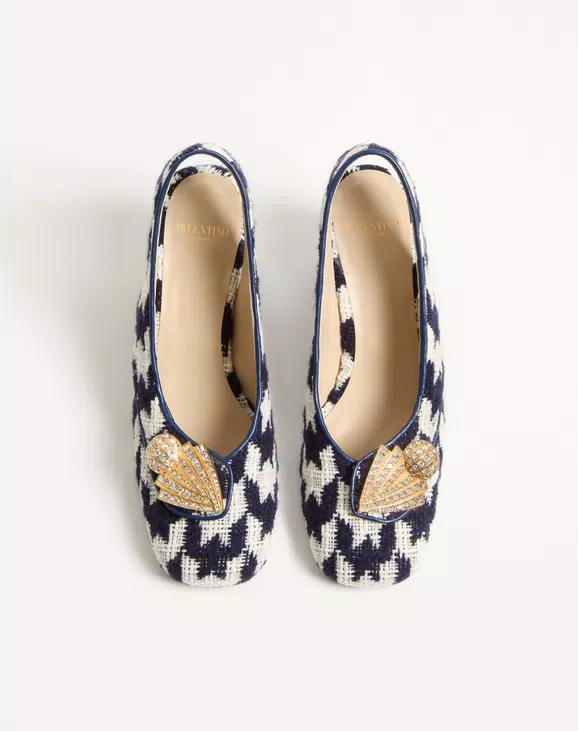 Valentino Adamantine Slingback Pumps In Tweed 60Mm - Image 5